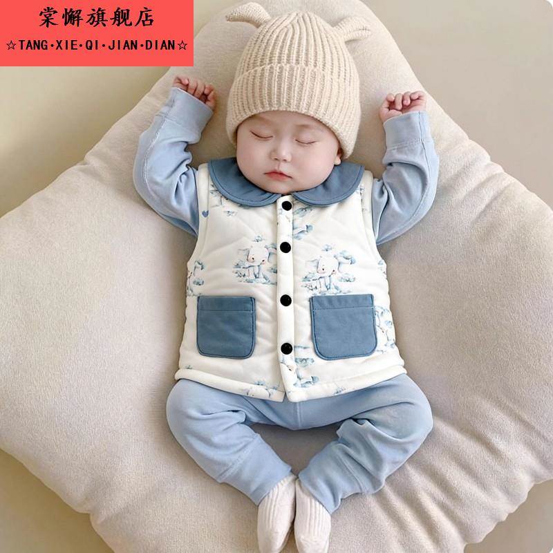 新生婴儿马甲外穿秋冬季儿童宝宝夹棉小背心男童女童纯棉保暖坎肩