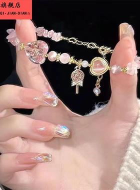 儿童手錬女童闺蜜水晶串珠手环女生小女孩精美古风手串饰品新款