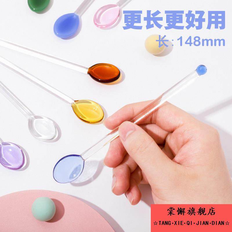 网红透明糖果彩色玻璃勺子耐热高温长柄奶茶咖啡甜品小可爱搅拌棒,餐饮具,咖啡勺,淘宝优惠券,粉丝福利购,淘宝优惠卷