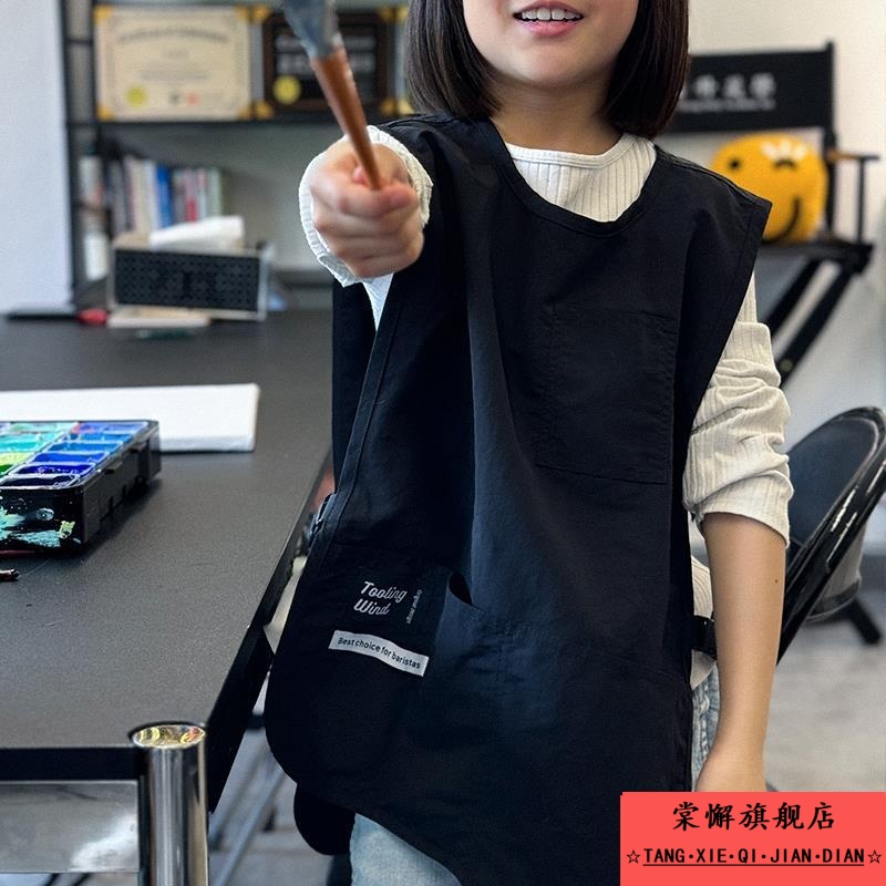 儿童围裙书法美术生专用画画男孩罩衣防脏防水吃饭围兜定制幼儿园