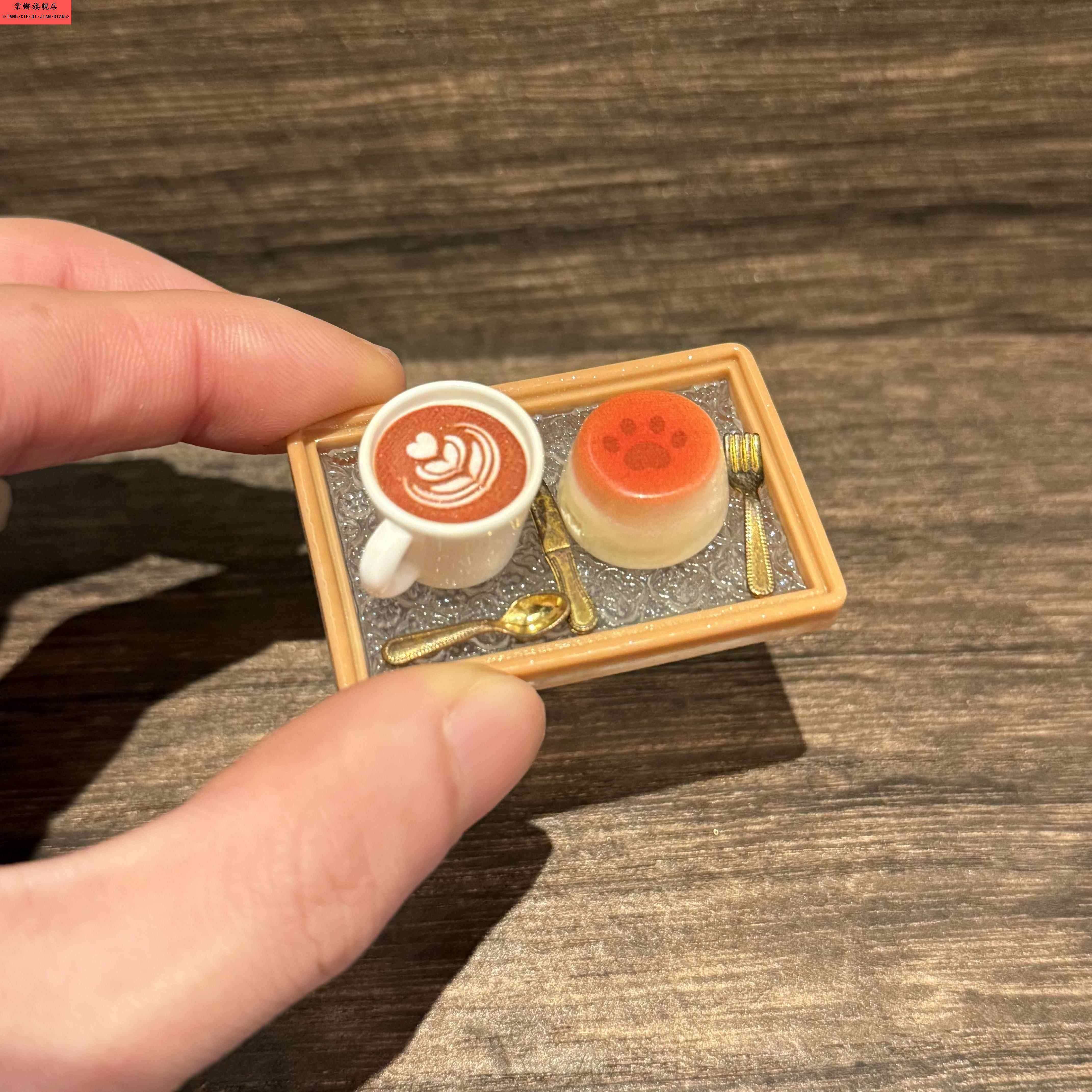 彷真迷你小食玩布丁蛋糕甜点摆件儿童过家家玩具桌面微缩场景模型