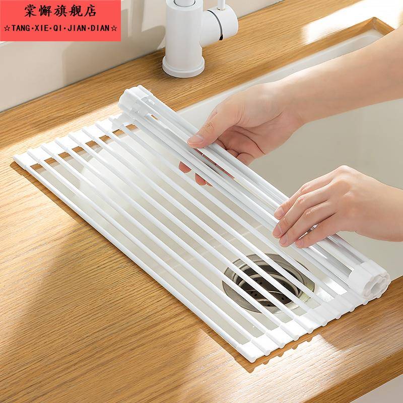 水槽沥水架可折叠碗架置物架厨房水池碗碟沥水篮硅胶碗盘收纳架