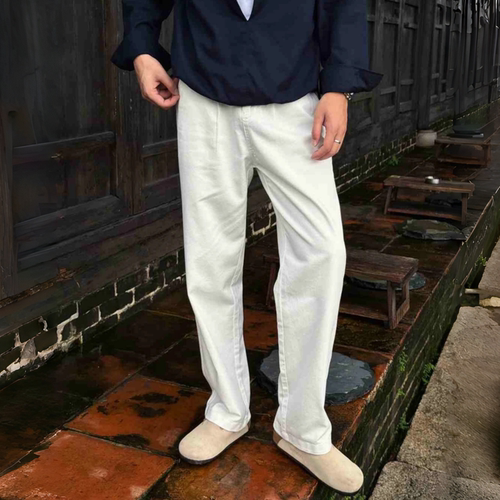 老钱风秋季舒适直筒男士休闲裤