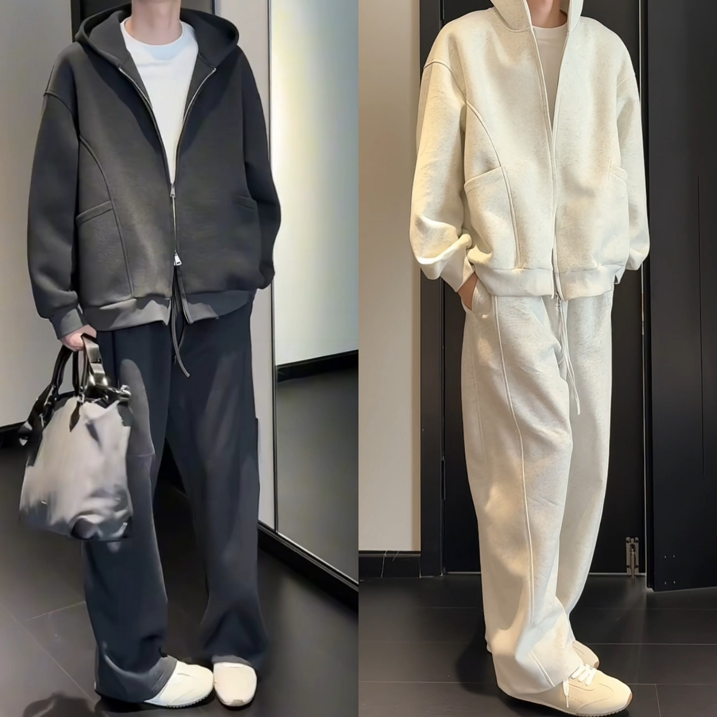 秋季男士连帽卫衣直筒卫裤套装