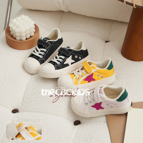 〖星星板鞋〗柔软莱卡面料魔术贴宽头滑板鞋橡胶 250015