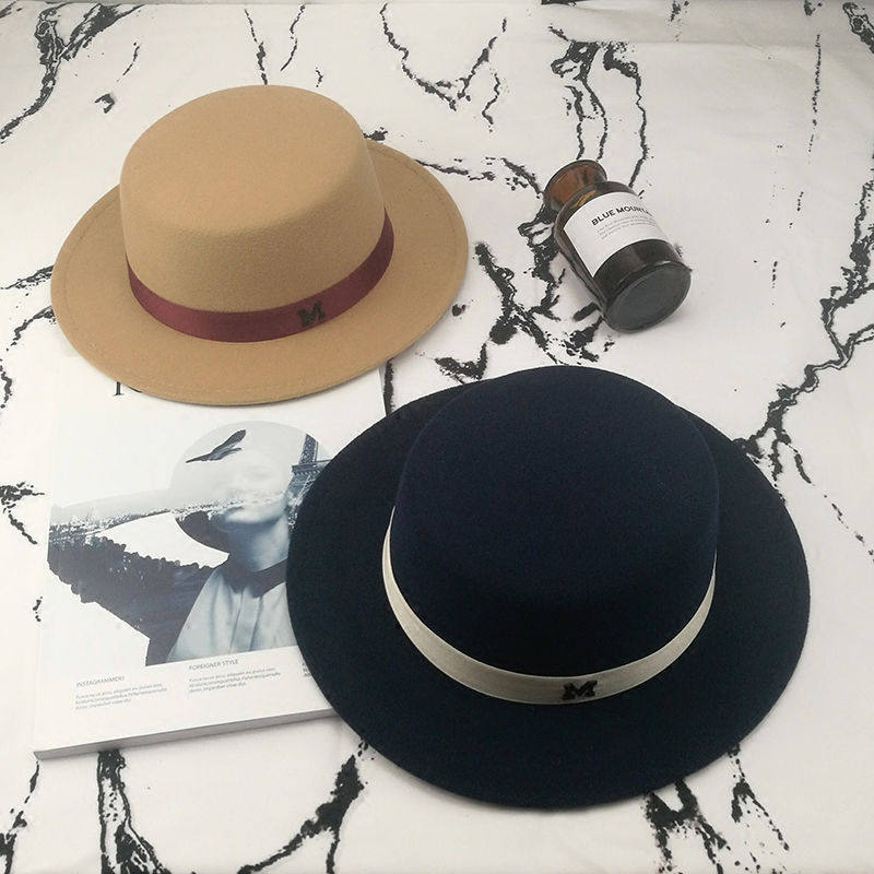 亚马逊法式秋冬季毛呢帽子跨境英伦风爵士礼帽女字母M标外贸帽子,服饰配件/皮带/帽子/围巾,帽子,淘宝优惠券,粉丝福利购,淘宝优惠卷