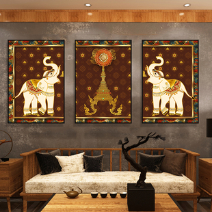 泰国装饰画东南亚民族风情饭店餐厅挂画泰式按摩店SPA房间壁画