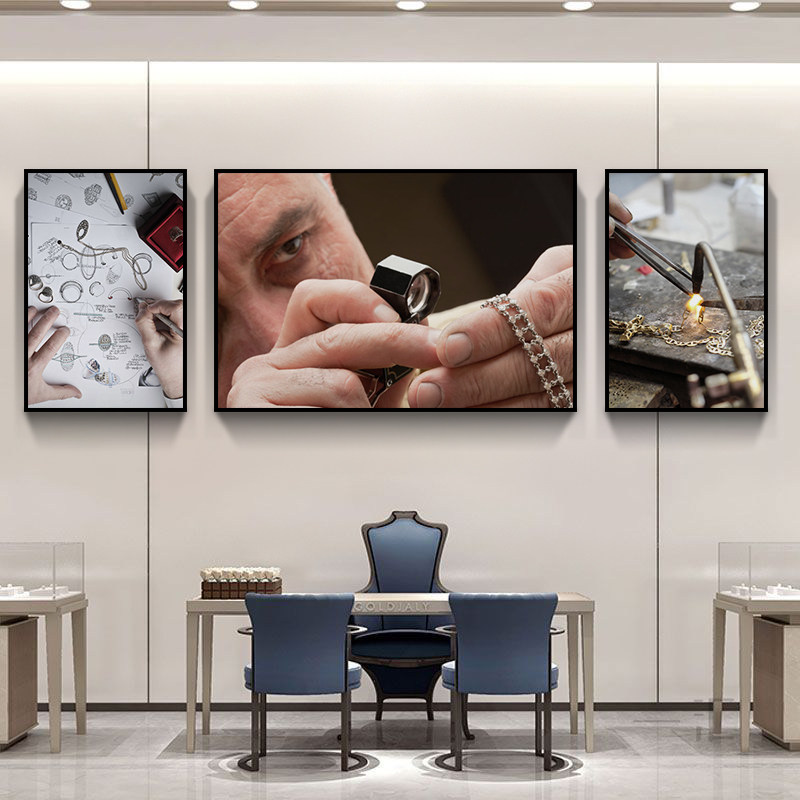 珠宝店挂画钻石首饰制作过程工艺设计定制店装饰画奢侈品展柜壁画,家居饰品,现代装饰画,淘宝优惠券,粉丝福利购,淘宝优惠卷