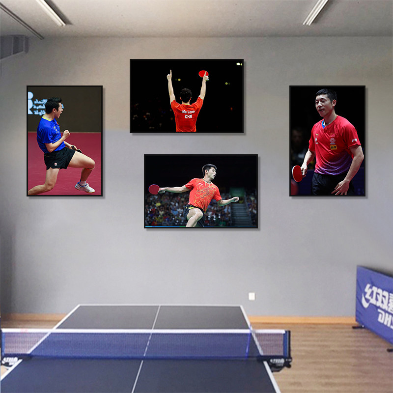 乒乓球俱乐部装饰画体育馆励志运动员张继科海报体育明星马龙挂画