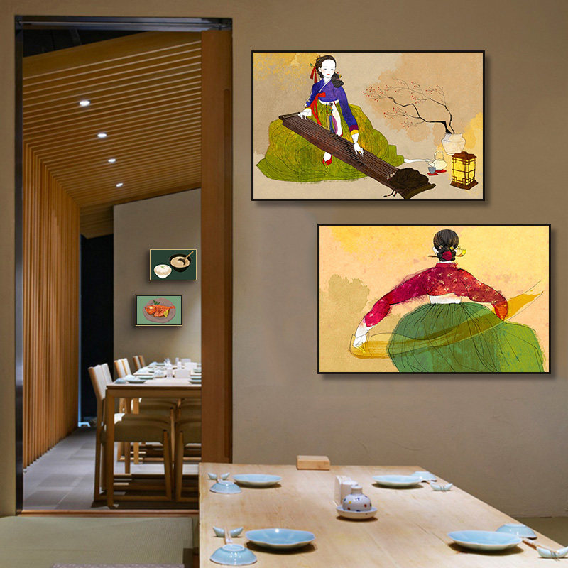 韩国料理店韩服朝鲜装饰画