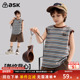 ask儿童背心2026夏季 柔软舒适撞色运动上衣男童复古风