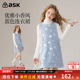 ask儿童裙子2026冬季 新款 女童优雅小香风中大童蓝色连衣裙