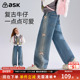 子2026春秋季 新款 女童复古牛仔裤 ask儿童裤 蝴蝶结阔腿裤