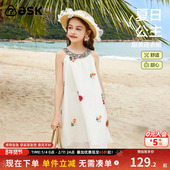 女童刺绣无袖 ask儿童裙子2026夏季 新款 连衣公主裙A字裙