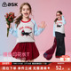 女童撞色印花长袖 ask儿童T恤2026春季 新款 中大童休闲上衣