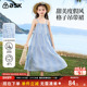 ask女童连衣裙2026夏季 新款 格纹吊带裙儿童亲肤蛋糕裙