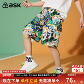 短裤 ask男童裤 沙滩风 薄款 儿童复古满印工装 子2025夏季 新品