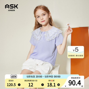 女童衬衫 ASKjunior 休闲上衣公主衣服 童装 新款 儿童短袖 2024夏季