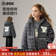 ask儿童外套2026冬季 新款 女童条纹毛绒上衣中大童棉服