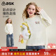 ask童装 休闲上衣潮 女童撞色圆领打底衫 儿童T恤2026春秋季 新款