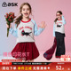 女童撞色印花长袖 ask儿童T恤2026春季 新款 中大童休闲上衣