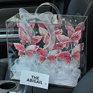 亚克力花盒圣诞节情人节手提盒教师节插花盒花艺材料花店包装花盒