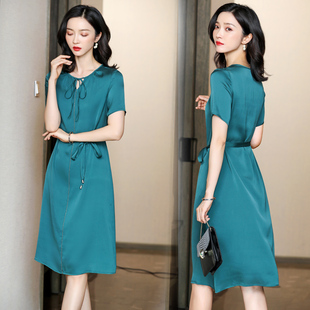 高级感真丝连衣裙潮流舒适夏季新款休闲高端女装显气质带腰带裙子
