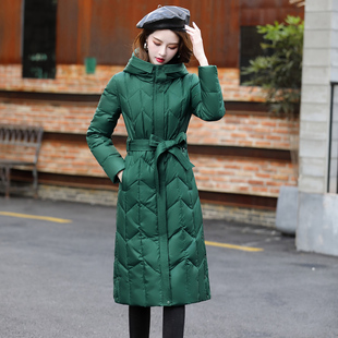 时尚显瘦中长款连帽羽绒服女冬季新款保暖外套