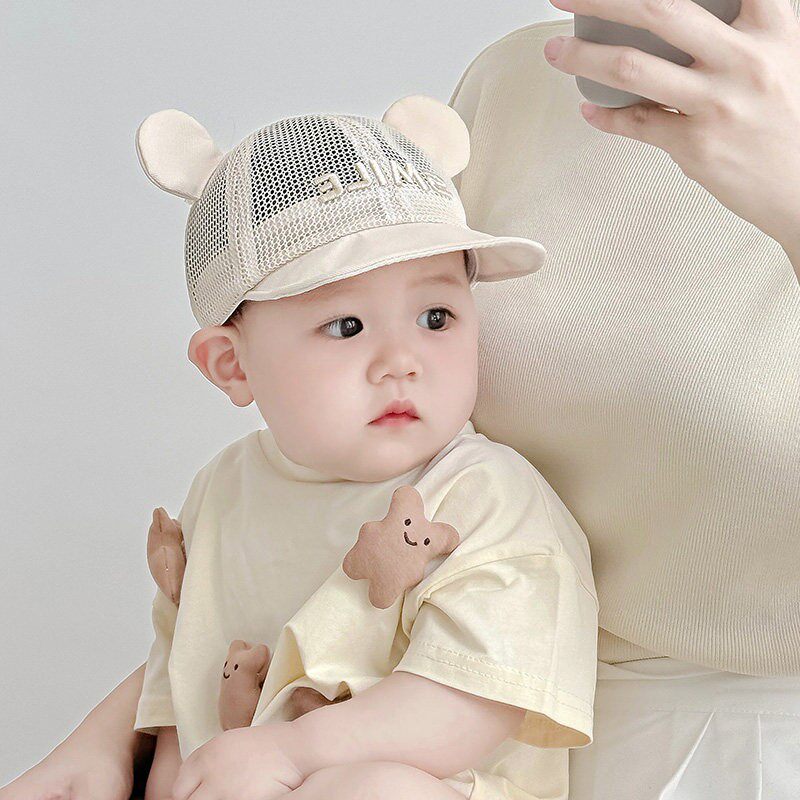 婴儿帽子夏季幼儿男童防晒网眼鸭舌帽透气薄款男孩宝宝太阳遮阳帽