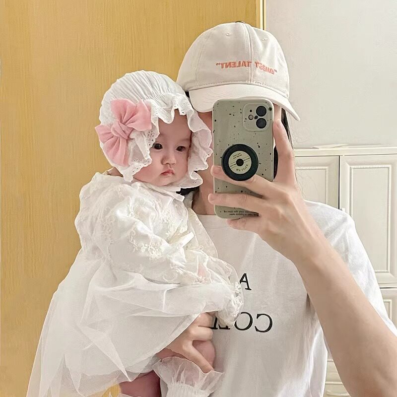小月龄女宝宝蝴蝶结公主帽棉质婴儿帽子春秋洋气新生儿女童包头帽
