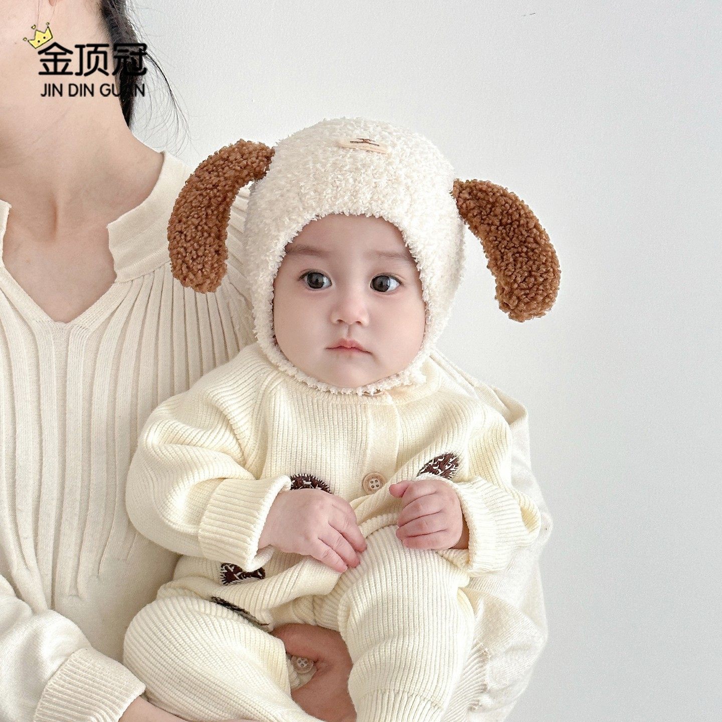 婴儿帽子秋冬季毛绒帽男女宝宝防风保暖小月龄可爱超萌护耳帽冬天