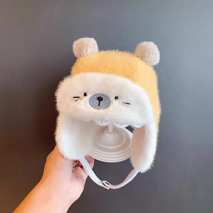 婴儿帽子秋冬可爱超萌婴幼儿毛绒帽女童护耳保暖男宝宝冬天雷锋帽