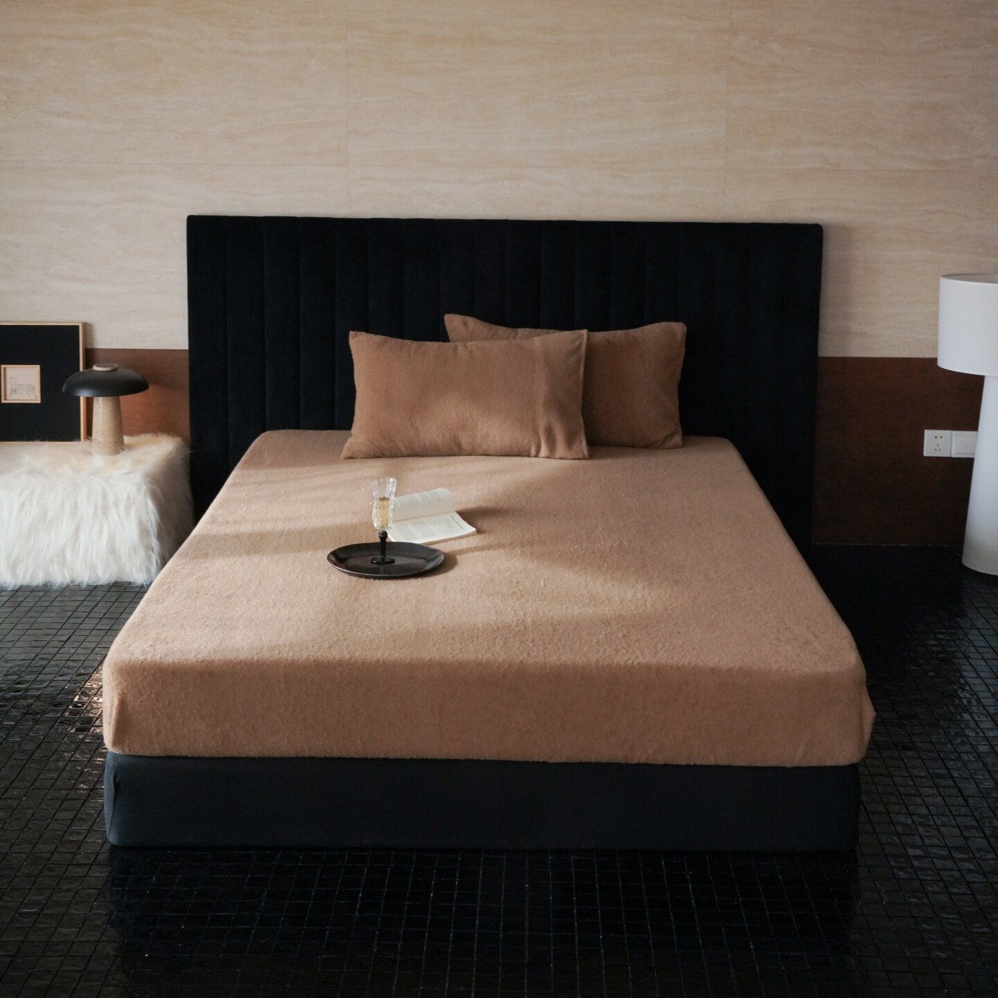 ROLAND LIVE秋冬保暖仿生羊毛绒床笠单件床垫保护罩家用透气纯色