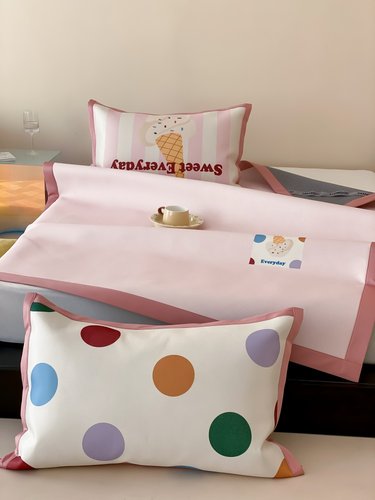 罗兰世家A类抗菌防螨900D冰丝凉席三件套印花夏季空调软席可折叠