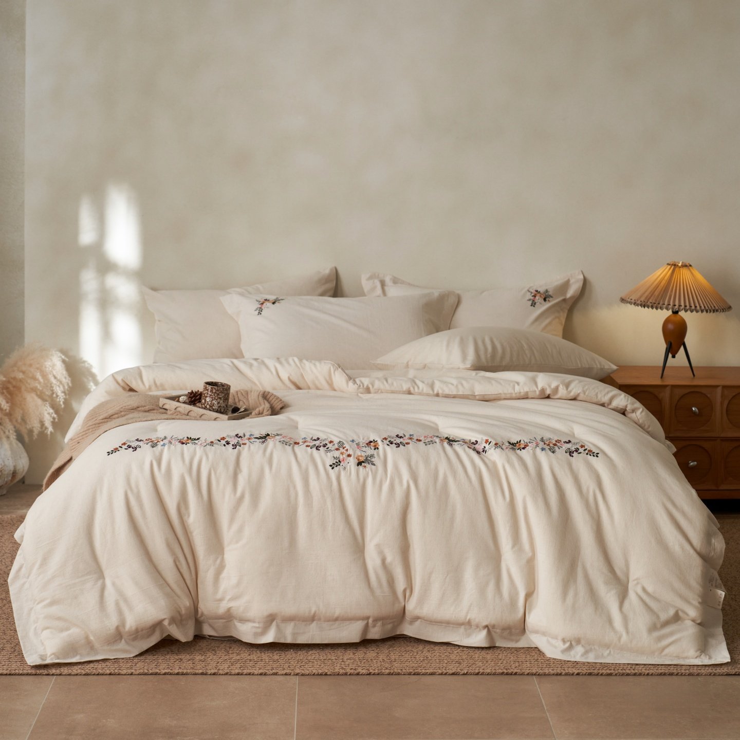 红花车棉麻精美刺绣被芯四季被20%桑蚕丝透气春秋被双人床被子,床上用品,化纤被,淘宝优惠券,粉丝福利购,淘宝优惠卷