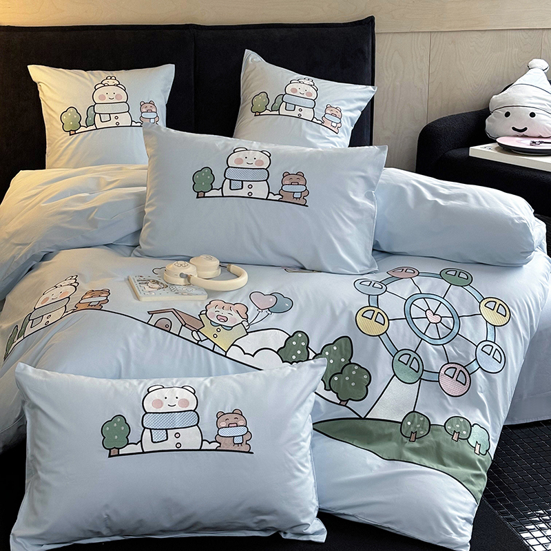 卡通可爱摩天轮全棉水洗棉四件套