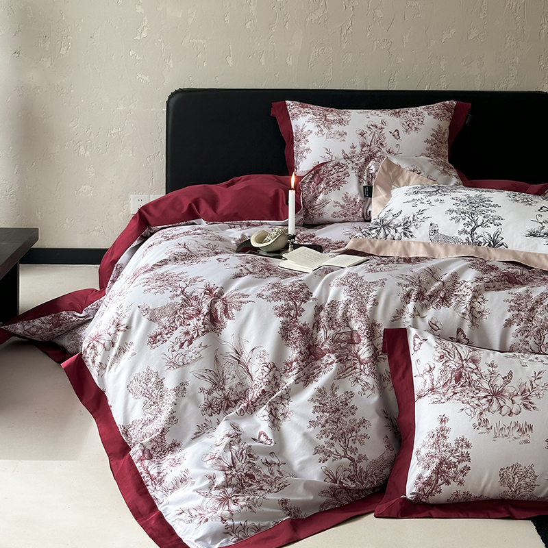 轻奢婚庆印花100S长绒棉四件套