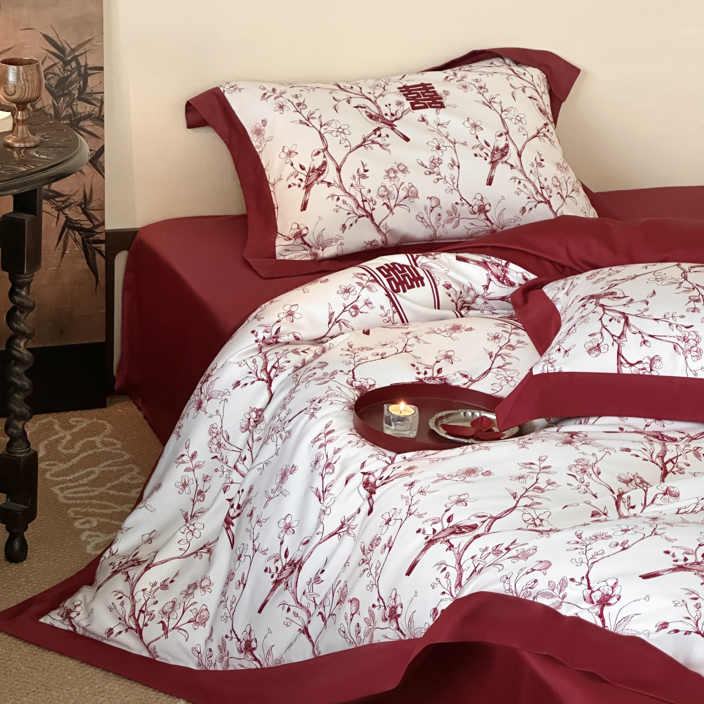 喜庆全棉100S长绒棉四件套