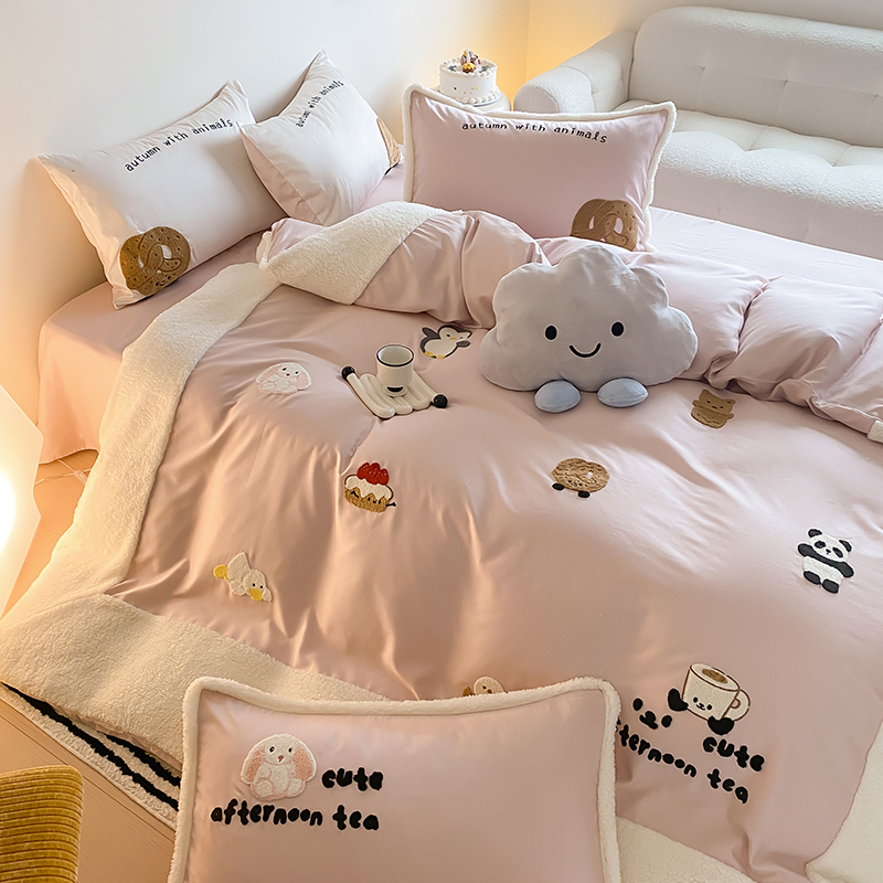 冬季少女心可爱全棉磨毛套件