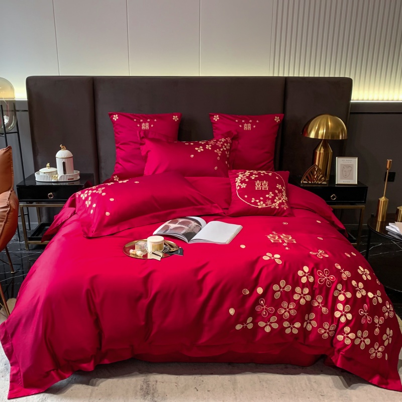 60S长绒棉刺绣婚庆四件套