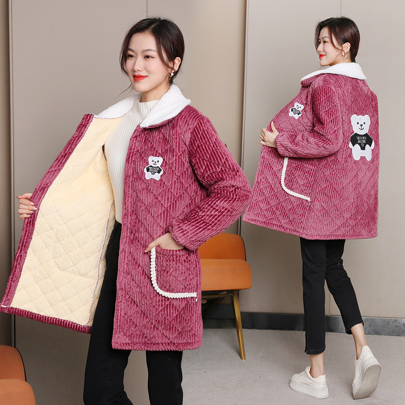 罩衣女新款冬季加绒加厚工作服