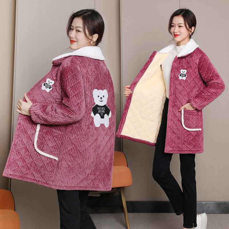 罩衣女新款冬季加绒厚工作服外套