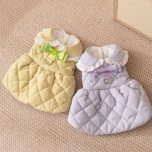 秋冬宠物衣服猫咪淑女公主裙保暖外出牵引德文无毛猫连衣裙猫衣服