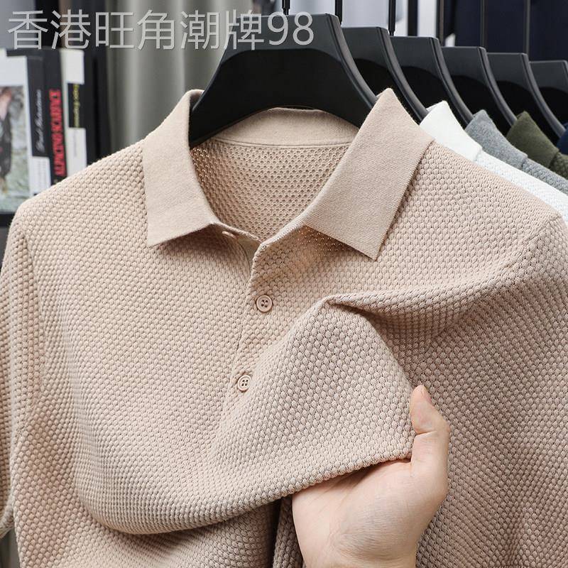 MK正品纯棉透气短袖Polo衫男夏季新款高端凤梨纹针织半袖男士上衣