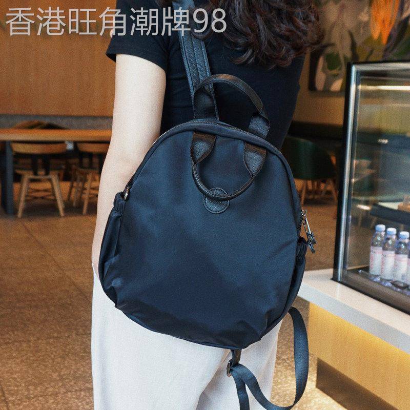 香港双肩包2026新款潮女圆盒形通勤出行揹包轻便防水布时尚旅行包