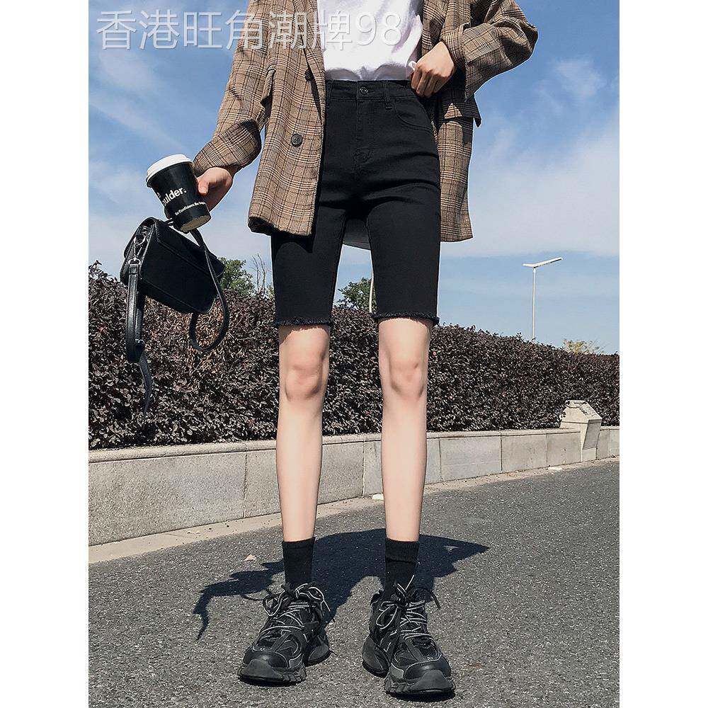 黑色牛仔短裤女2026年夏季新款潮ins高腰薄款修身显瘦休闲五分裤