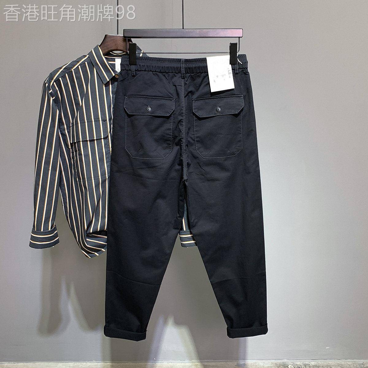 美式休闲裤男士夏季潮牌宽松直筒黑色九分裤韩版潮流百搭工装长裤