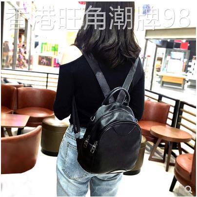 香港新款正品牛皮双肩揹包女大容量旅行包休闲百搭真皮单肩包软皮