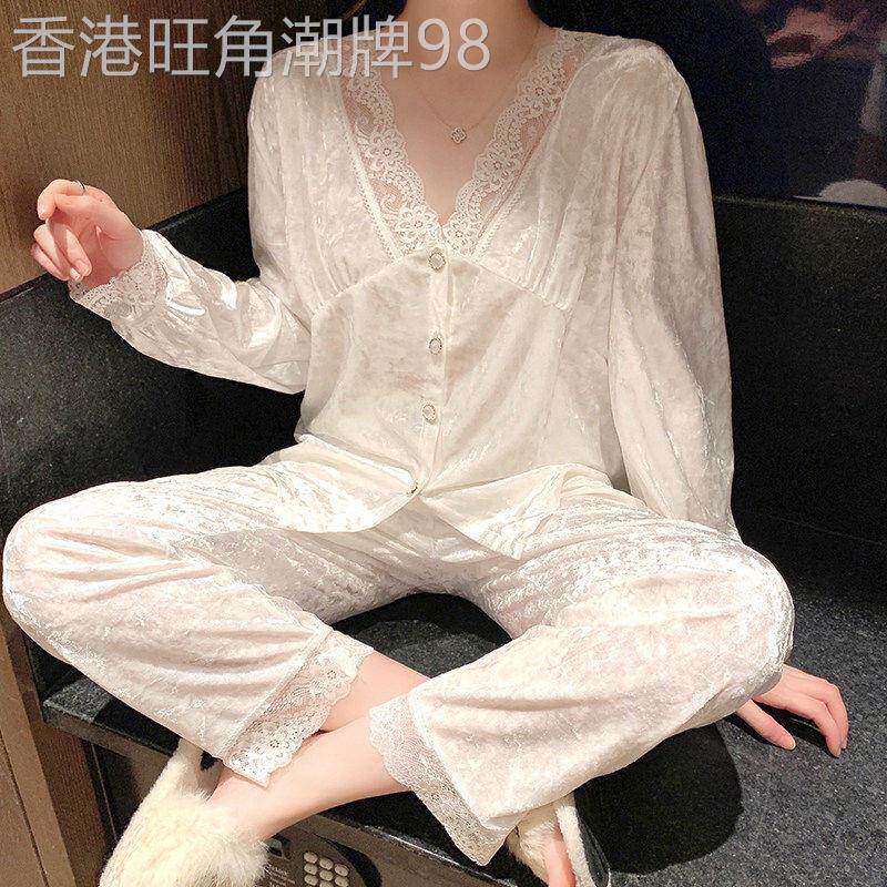 春秋冬款睡衣女冬季长袖薄款金丝绒2026年新款小性感网红V领套装