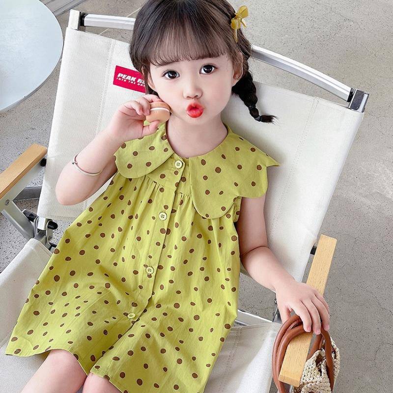 NEXT NAME 女童夏季裙子纯棉网红新款波点连衣裙韩版公主裙洋气
